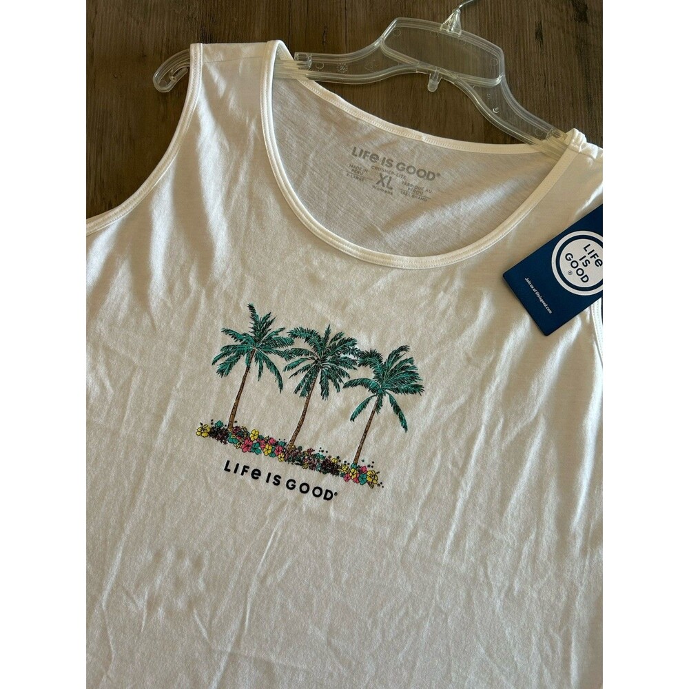 NEW! Life Is Good Tank Top Womens Size XL Crusher Lite Palm Trees